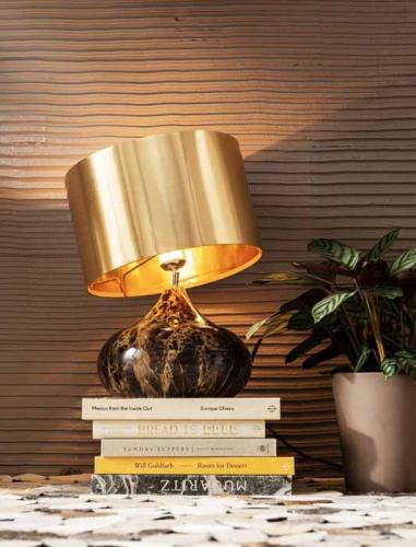 Bordslampa Malmo Deluxe - Brun/Mässing, 41cm