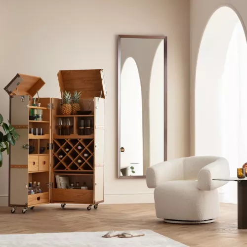 Väggspegel Arezzo titanbrun 200×70 cm