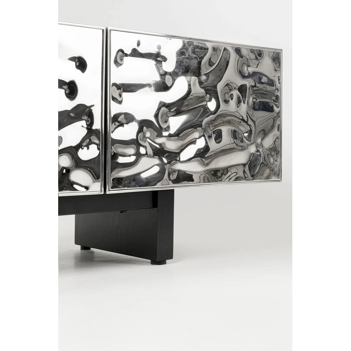 TV-bänk Caldera svart och silver, 180 cm, Svart/Silver, mått 45 x 180 x 40 cm, med fokus på material och ytstruktur