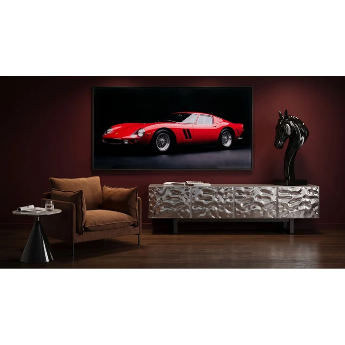 TV-bänk Caldera svart och silver, 180 cm, Svart/Silver, mått 45 x 180 x 40 cm, placerad i rumsmiljö