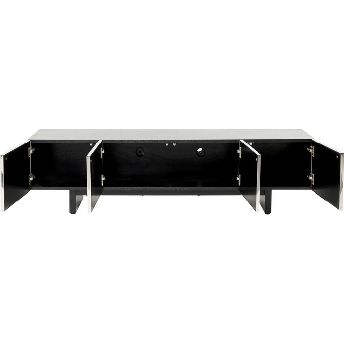 TV-bänk Caldera svart och silver, 180 cm, Svart/Silver, mått 45 x 180 x 40 cm, sedd framifrån