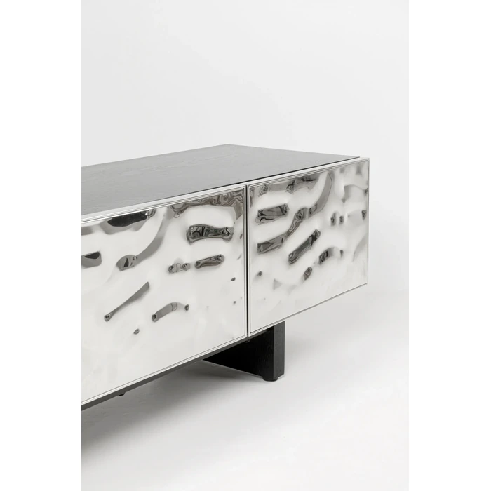 TV-bänk Caldera svart och silver, 180 cm, Svart/Silver, mått 45 x 180 x 40 cm, med fokus på material och ytstruktur