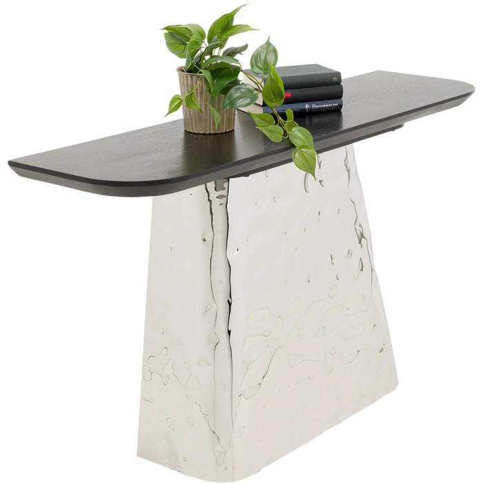 Konsolbord Caldera svart och silver, 138 cm, Svart/Silver, mått 76 x 138 x 38 cm, sedd från vänster sida