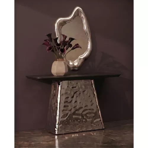 Konsolbord Caldera svart och silver, 138 cm, Svart/Silver, mått 76 x 138 x 38 cm, placerad i rumsmiljö