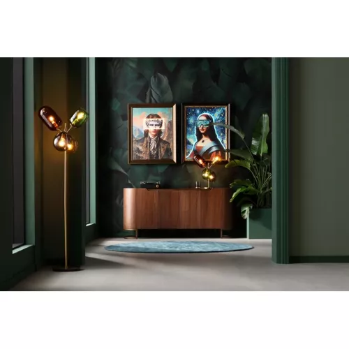 Sideboard valnöt/glas 180×80 cm