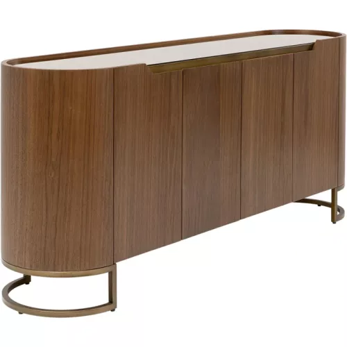 Sideboard valnöt/glas 180×80 cm