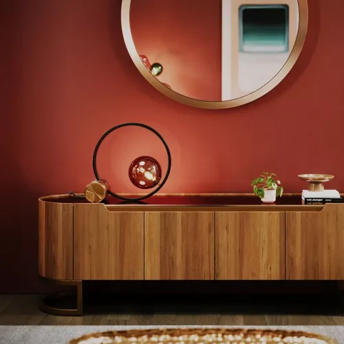 TV-bänk valnöt/glas 180×55 cm