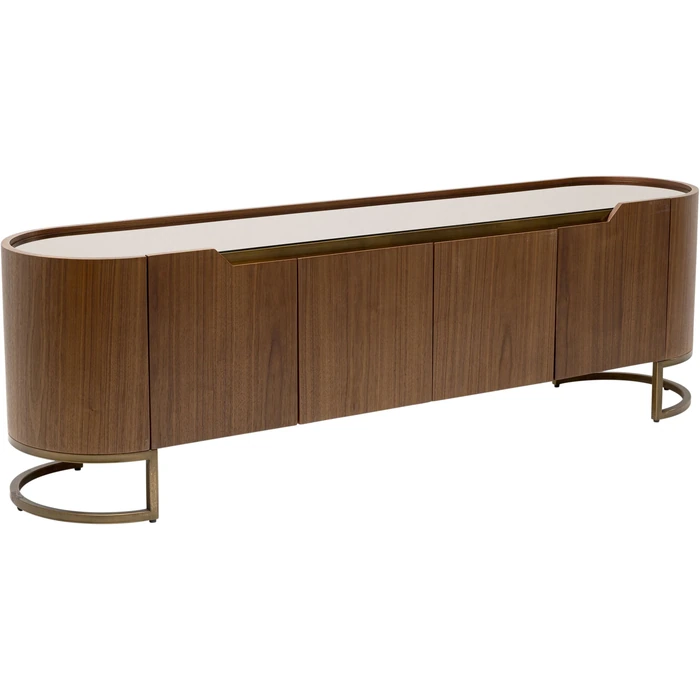 TV-bänk valnöt/glas 180×55 cm