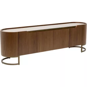 TV-bänk valnöt/glas 180×55 cm