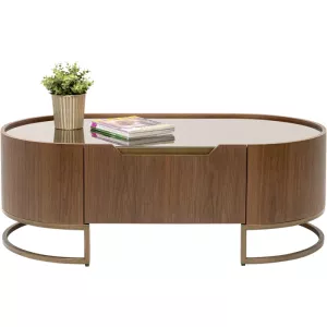 Soffbord valnöt/glas 70×130 cm