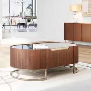 Soffbord valnöt/glas 70×130 cm