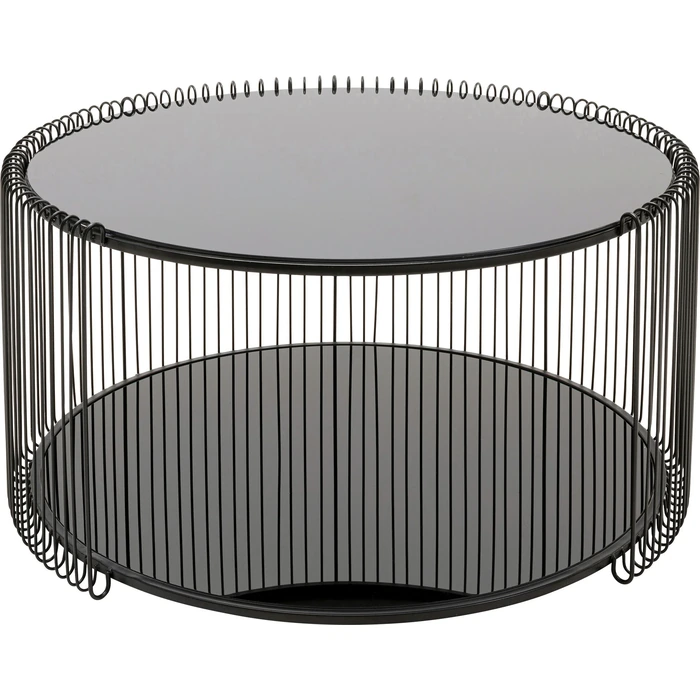 Soffbord Spegelglas – Svart Ø80 cm