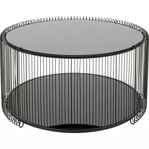 Soffbord Spegelglas – Svart Ø80 cm