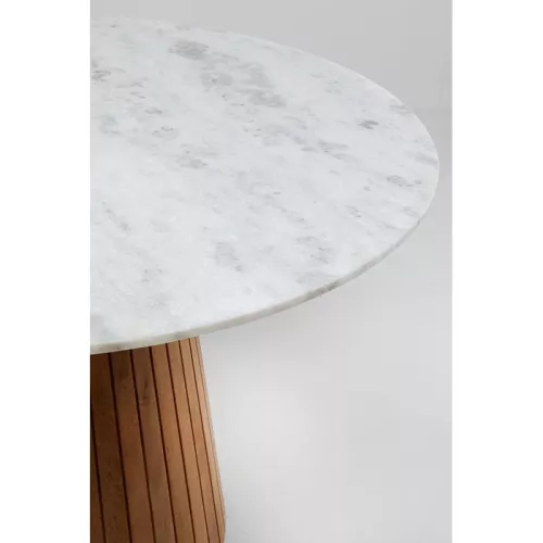 Matbord – Vit marmor/Trä, Ø115 cm