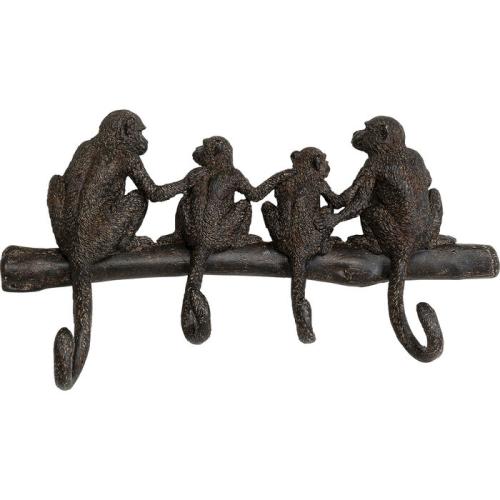Hängare Apor - Svart, 4 krokar