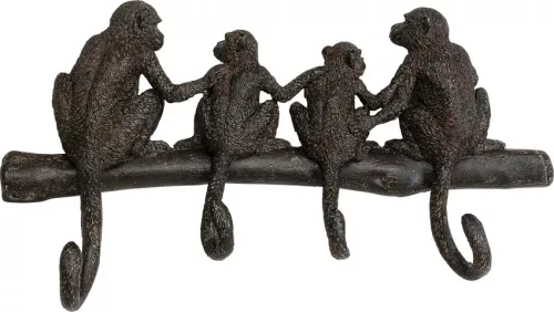 Hängare Apor - Svart, 4 krokar