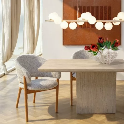 Stol August med armstöd beige