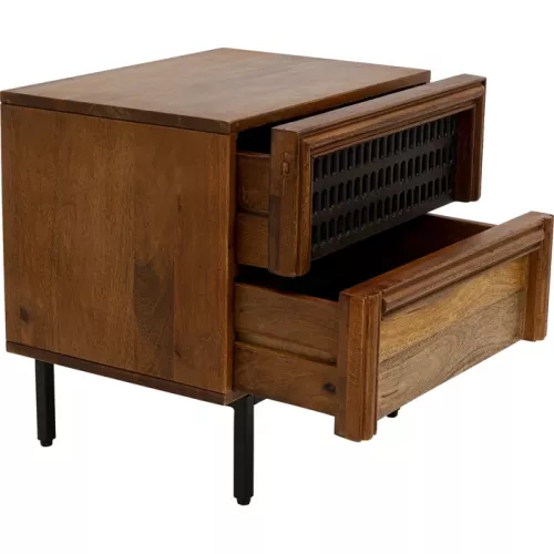 Sängbord Relief - Mango, 2 lådor 50x50cm