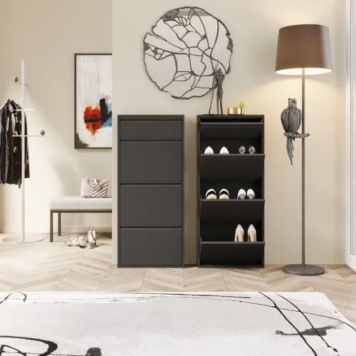 Skoskåp svart 3+1 lådor