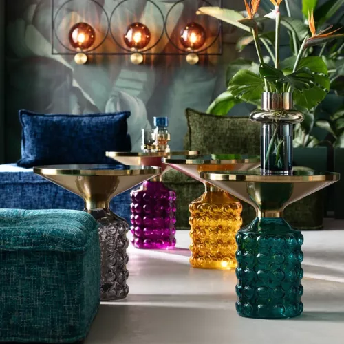 Sidobord glas Ø50 cm lila