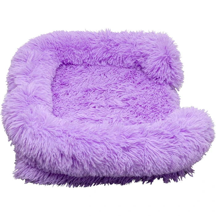 Hund- och kattbädd Fluffy lila, mått 13 x 50 x 40 cm, sedd från sidan