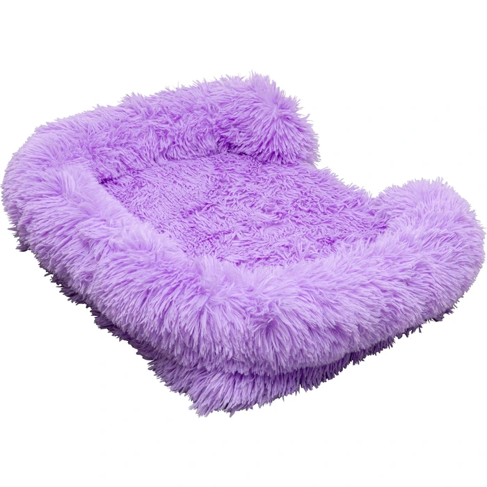 Hund- och kattbädd Fluffy lila, mått 13 x 50 x 40 cm, sedd bakifrån