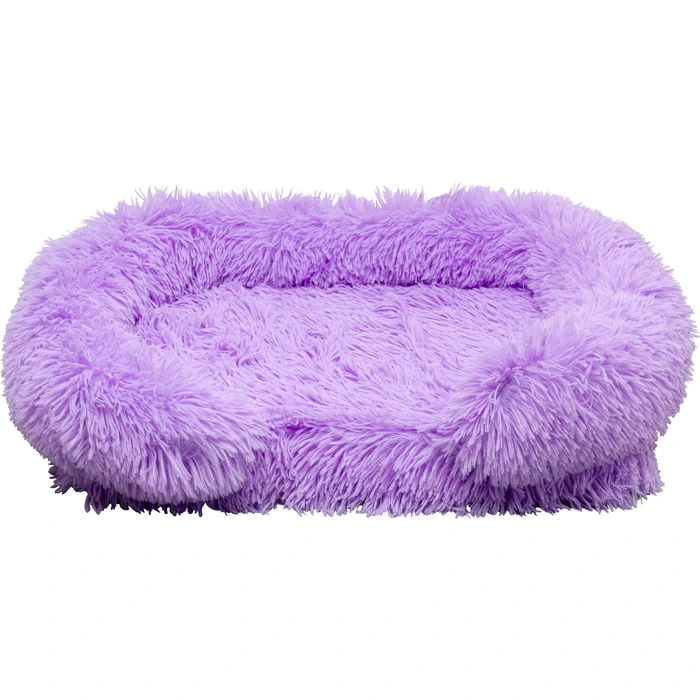 Hund- och kattbädd Fluffy lila, mått 13 x 50 x 40 cm, sedd framifrån