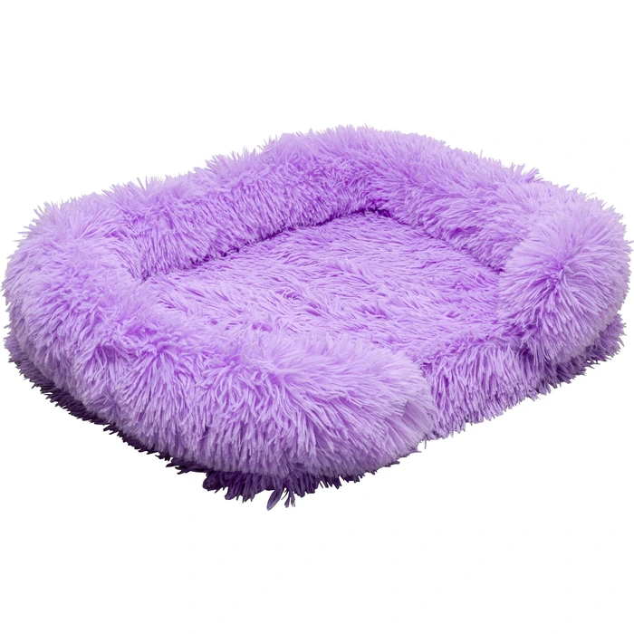 Hund- och kattbädd Fluffy lila, mått 13 x 50 x 40 cm, sedd ovanifrån
