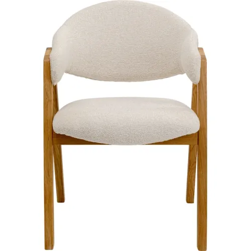 Karmstol Julius vit bouclé med ekben