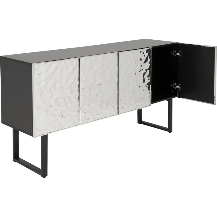 Sideboard Carino, 151 x 80 cm, Silver/Svart, mått 80 x 151 x 41 cm, sedd från vänster sida