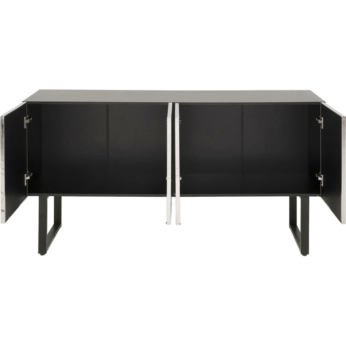 Sideboard Carino, 151 x 80 cm, Silver/Svart, mått 80 x 151 x 41 cm, sedd framifrån