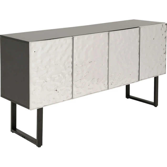 Sideboard Carino, 151 x 80 cm, Silver/Svart, mått 80 x 151 x 41 cm, sedd framifrån