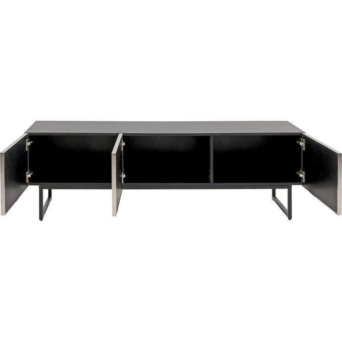 TV-bänk Carino, 150 x 50 cm, Silver/Svart, mått 50 x 151 x 39 cm, sedd framifrån