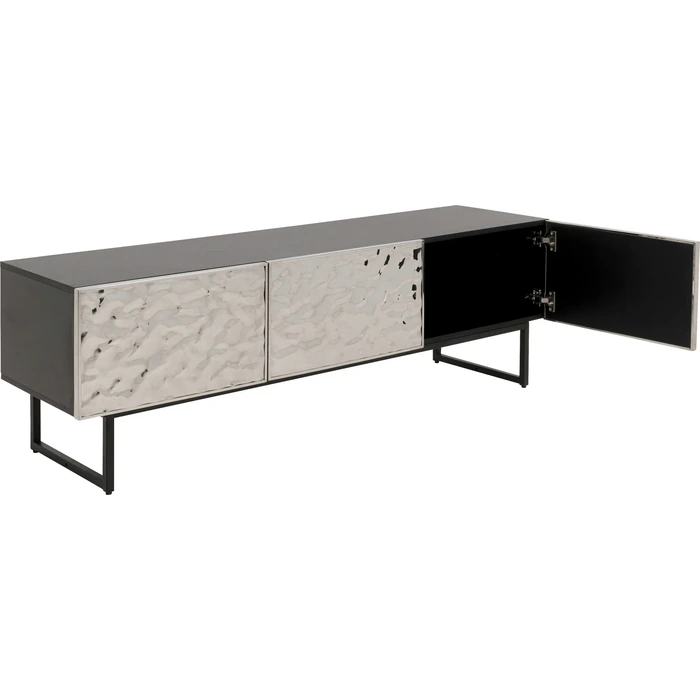 TV-bänk Carino, 150 x 50 cm, Silver/Svart, mått 50 x 151 x 39 cm, sedd från sidan