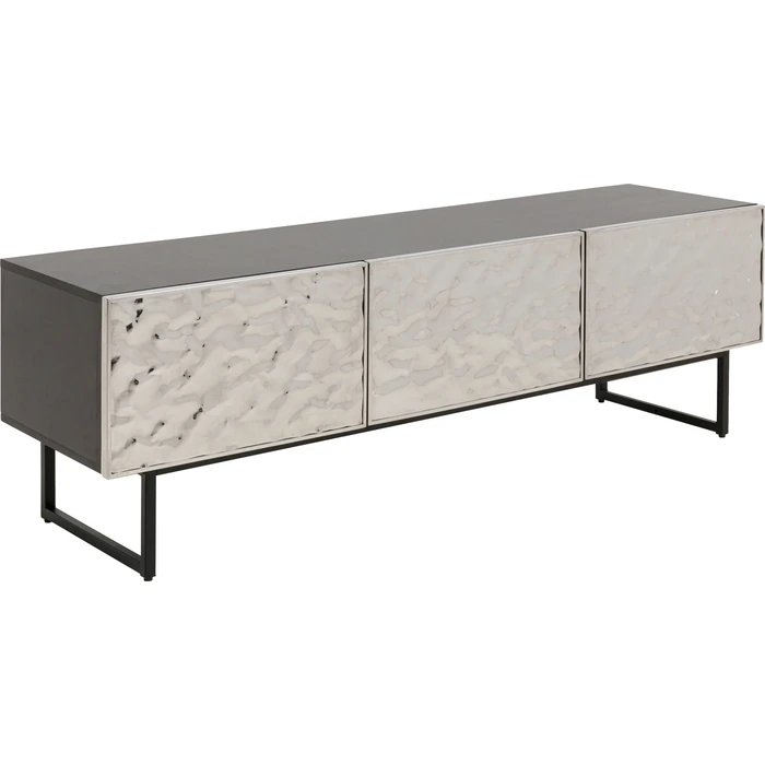 TV-bänk Carino, 150 x 50 cm, Silver/Svart, mått 50 x 151 x 39 cm, sedd från sidan