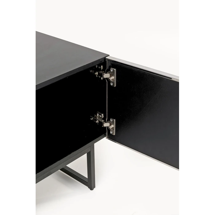 TV-bänk Carino, 150 x 50 cm, Silver/Svart, mått 50 x 151 x 39 cm, sedd från höger sida