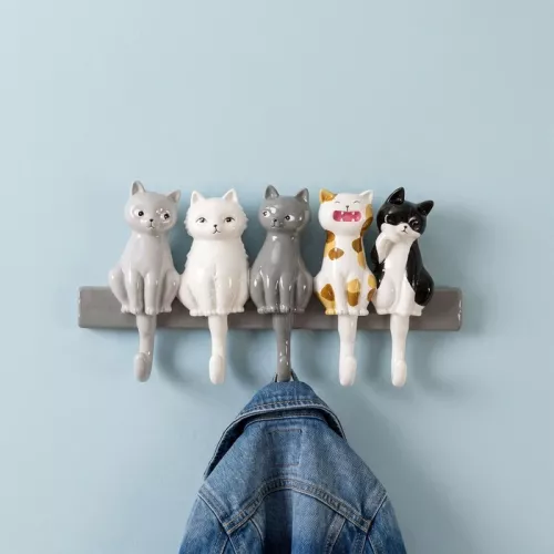 Klädhängare Singing Cats grå, 35 cm, Flerfärgad, mått 18.5 x 35 x 4.7 cm, placerad i rumsmiljö