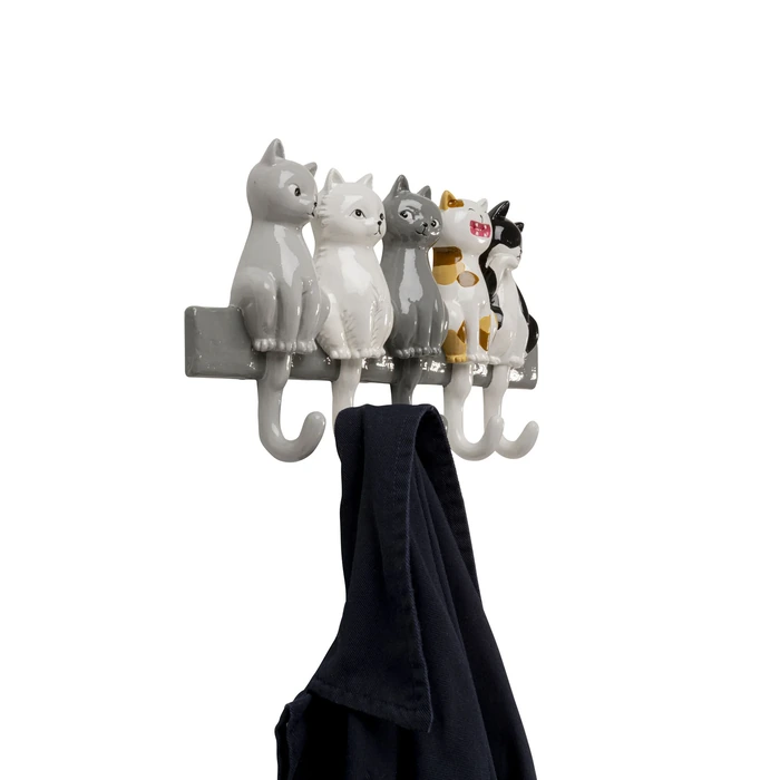 Klädhängare Singing Cats grå, 35 cm, Flerfärgad, mått 18.5 x 35 x 4.7 cm, sedd från sidan