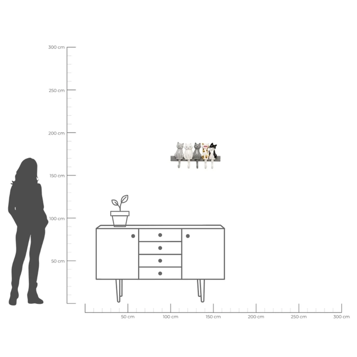 Klädhängare Singing Cats grå, 35 cm, Flerfärgad, mått 18.5 x 35 x 4.7 cm, med fokus på konstruktion och utförande