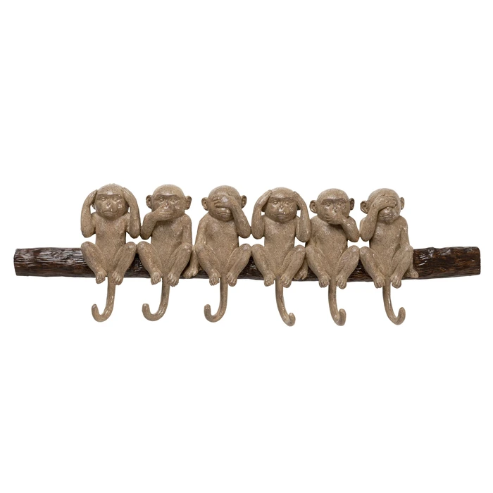 Klädhängare Six Monkeys brun, 59 cm, mått 18.5 x 59 x 5 cm, i huvudvy
