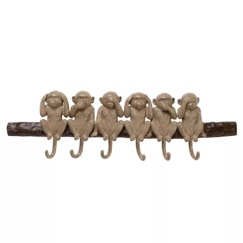 Klädhängare Six Monkeys brun, 59 cm, mått 18.5 x 59 x 5 cm, i huvudvy