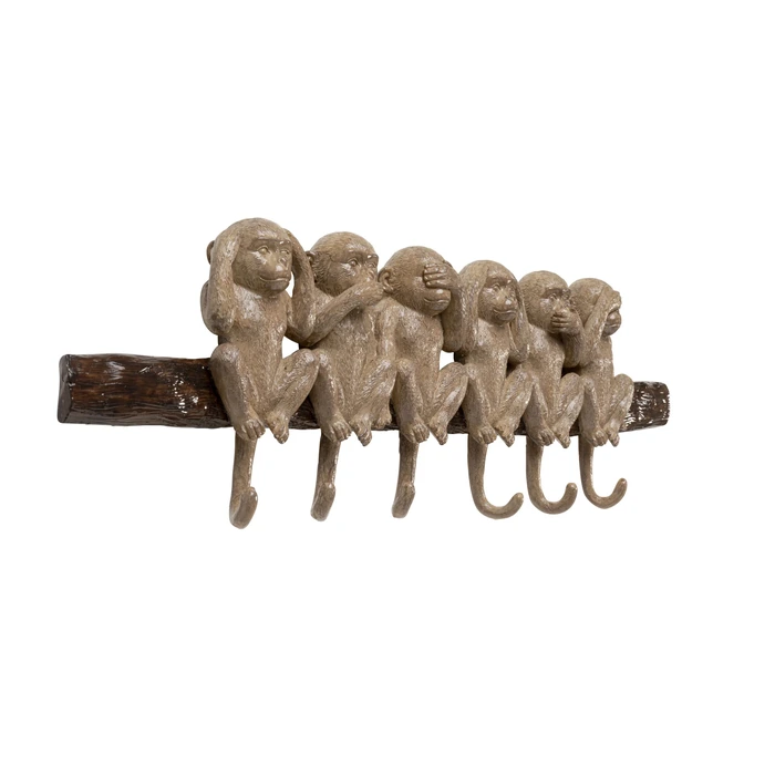 Klädhängare Six Monkeys brun, 59 cm, mått 18.5 x 59 x 5 cm, sedd framifrån