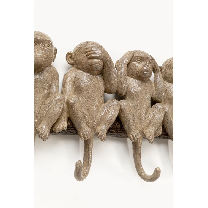 Klädhängare Six Monkeys brun, 59 cm, mått 18.5 x 59 x 5 cm, med fokus på material och ytstruktur