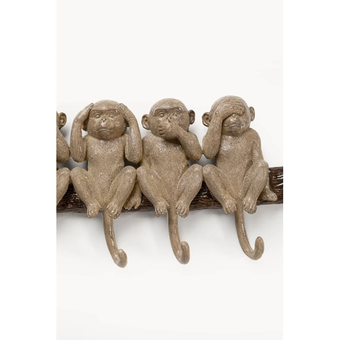 Klädhängare Six Monkeys brun, 59 cm, mått 18.5 x 59 x 5 cm, med fokus på material och ytstruktur