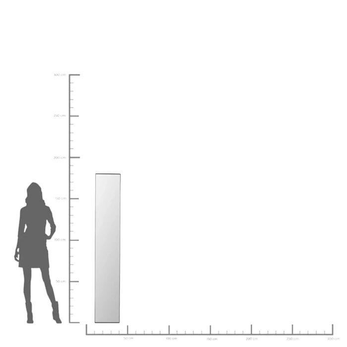 Spegel Starlet svart, 30 x 180 cm, mått 180 cm, med fokus på konstruktion och utförande