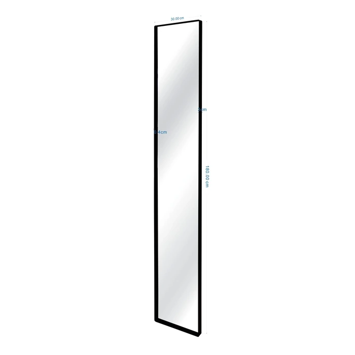 Spegel Starlet svart, 30 x 180 cm, mått 180 cm, med fokus på konstruktion och utförande