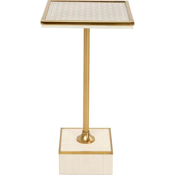 Sidobord Grazia vit och guld, 25×25 cm