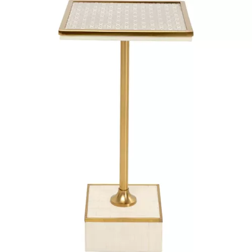 Sidobord Grazia vit och guld, 25×25 cm