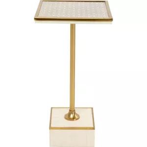 Sidobord Grazia vit och guld, 25×25 cm