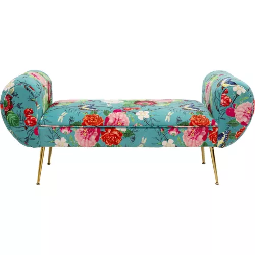 Bänk Trono Flower Fever blå, 140 cm
